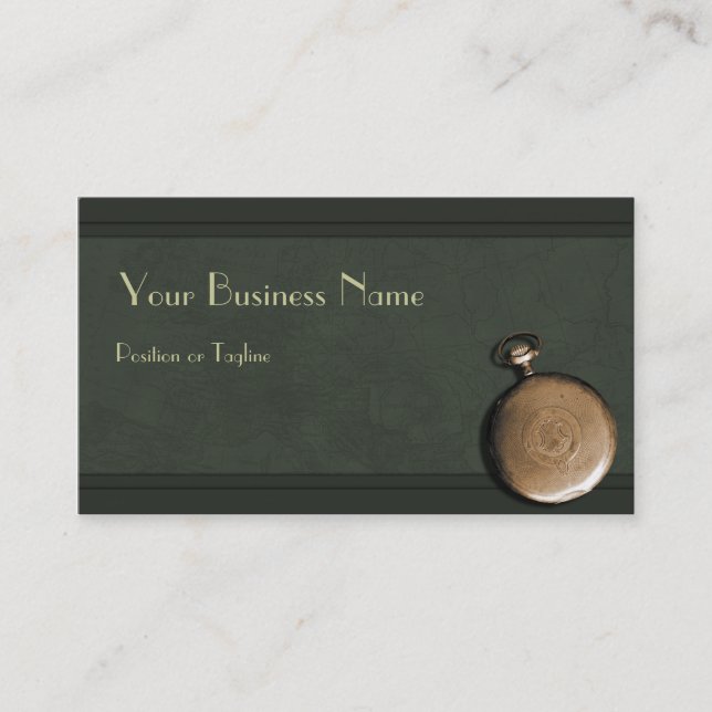 Timepiece Green  Business Card (Front)