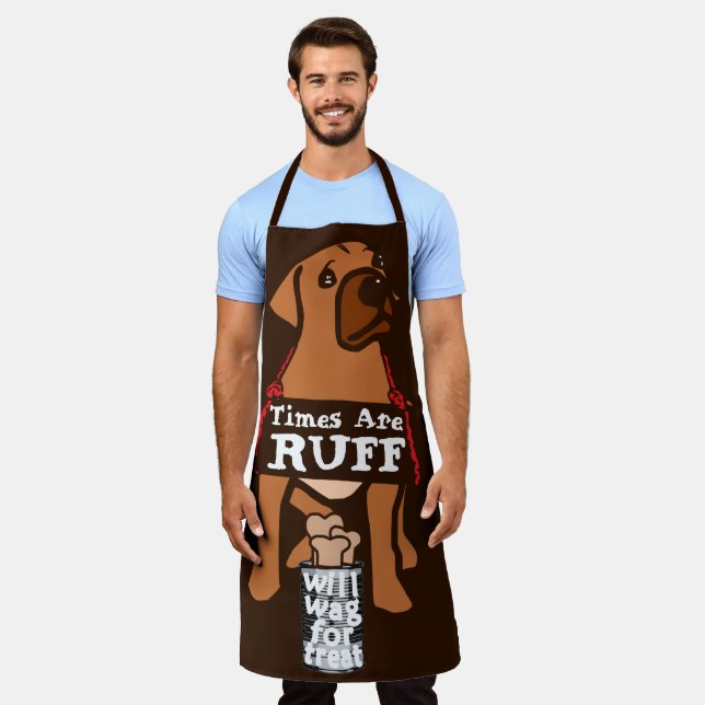 Times Are Ruff brown Puppy Dog Rhodesian Ridgeback Apron (Worn)