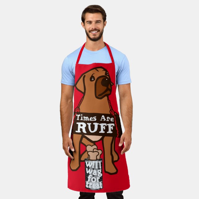 Times Are Ruff brown Puppy Dog Rhodesian Ridgeback Apron (Worn)