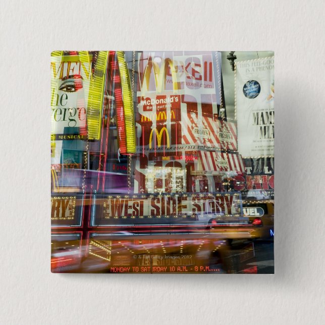 Times Square at Twilight 15 Cm Square Badge (Front)