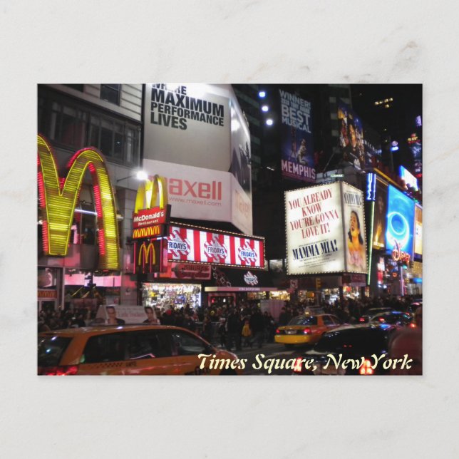 Times Square by night postcard (Front)