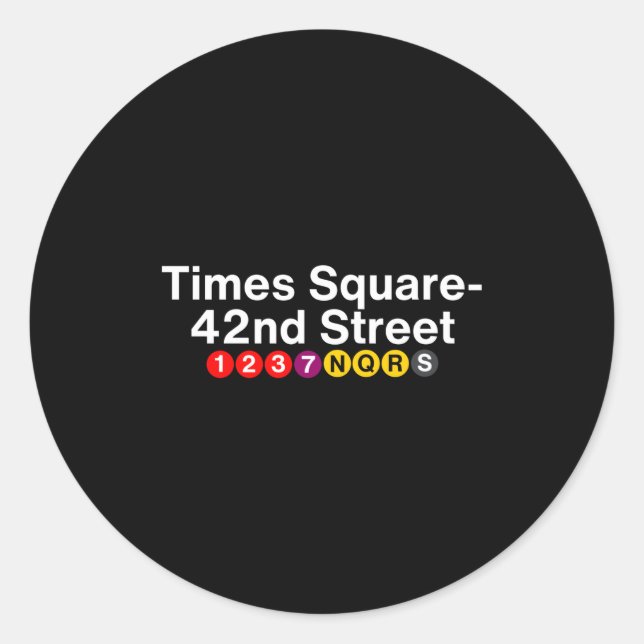 Times Square New York Subway Station Signs, Nyc Tr Classic Round Sticker (Front)