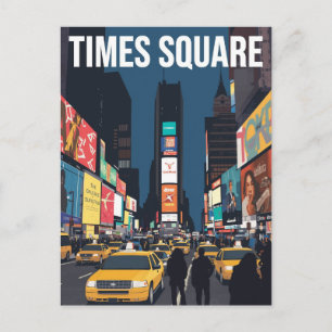 Times Square New York Taxi Cab Art Postcard
