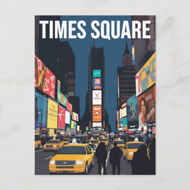 Times Square New York Taxi Cab Art Postcard (Front)