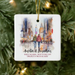 Times Square New York Watercolor Travel Art Ceramic Ornament<br><div class="desc">Times Square New York United States Watercolor Travel Art Ceramic Ornament. Personalise with your own text. This is another 100% original Snuggle Hamster Designs.

#TravelSouvenirOrnaments,  #HandmadeTravelKeepsakes,  #DestinationThemedOrnaments,  #OrnamentsForTravelLovers,  #UniqueTravelGiftOrnaments,  #CustomTravelOrnaments,  #TravelInspiredDecorations,  #WorldTravelCollectibles,  #OrnamentsForTravelers,  #PersonalizedTravelOrnaments</div>
