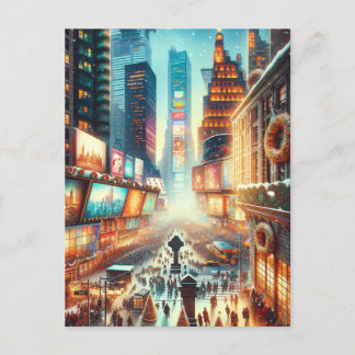 Times Square Winter Card. Christmas Holiday Postcard