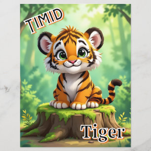 Timid Tiger Cute Cartoon Kid's Nursery Art