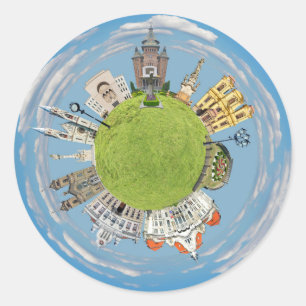 timisoara city romania tiny little planet landmark classic round sticker