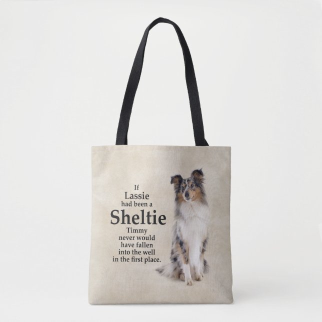 Timmy's Blue Merle Sheltie Tote Bag (Front)