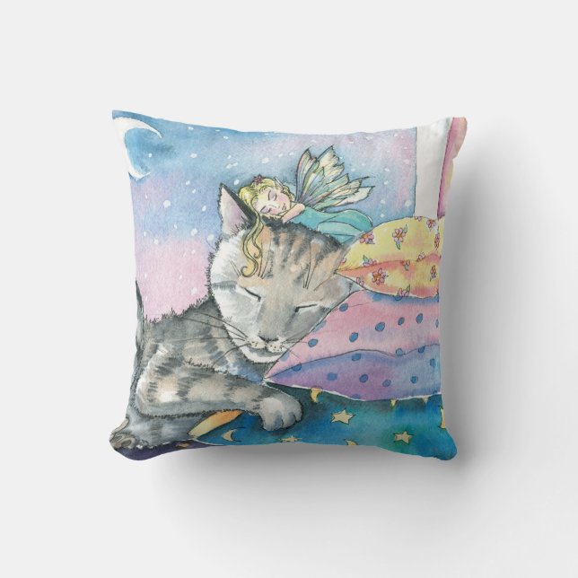 Timmy's Fairy Tabby Cat Kids Pillow (Front)