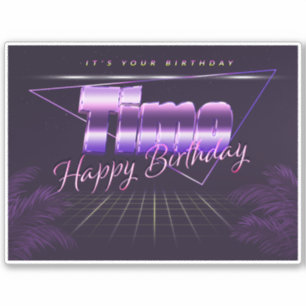 Timo Name Vorname lila retro Sticker Geburtstag