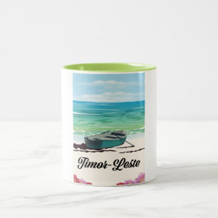 Timor-Leste retro travel poster. Two-Tone Coffee Mug