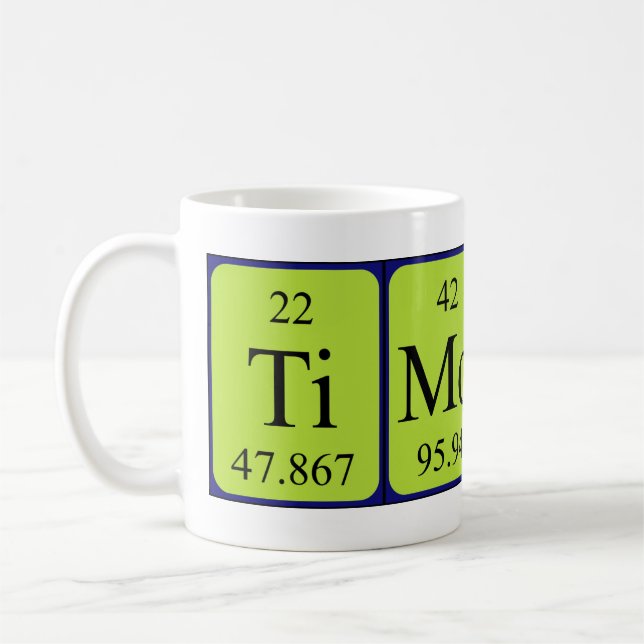 Timothe periodic table name mug (Left)