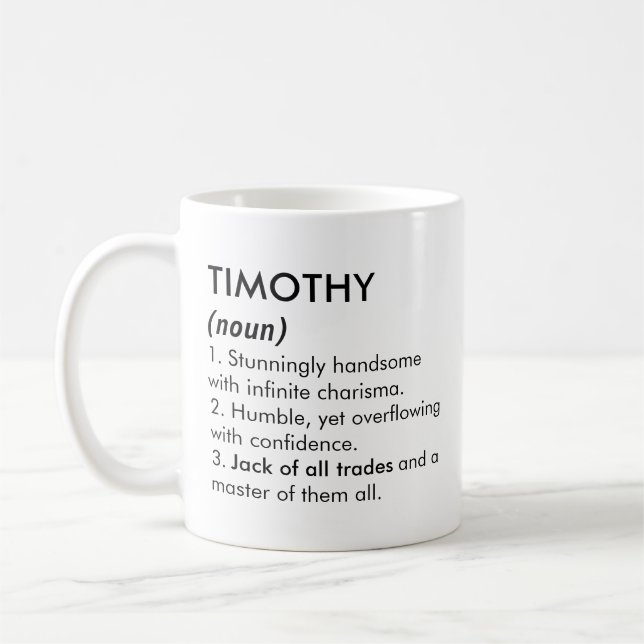 Timothy name, Editable name, Custom name Coffee Mug (Left)