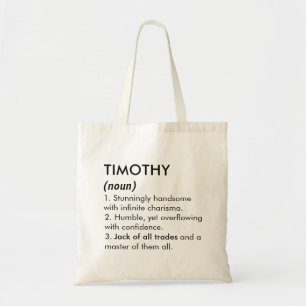 Timothy name, Editable name, Custom name Tote Bag