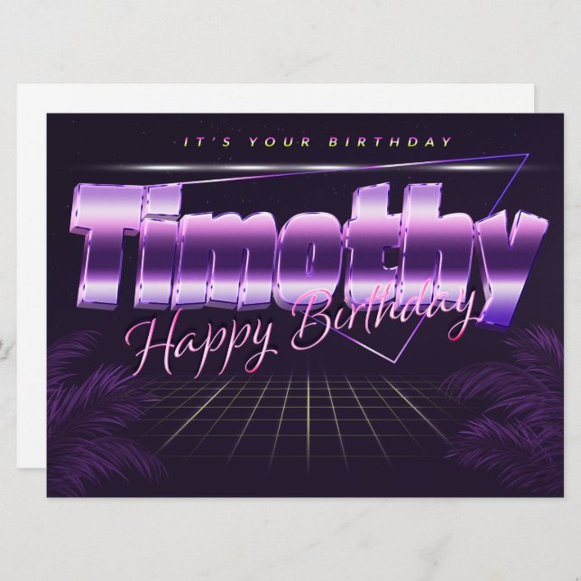 Timothy Name First name pura retro card Birthday (Front/Back)