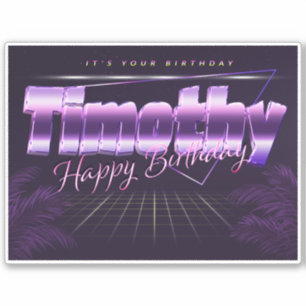 Timothy Name Vorname lila retro Sticker Geburtstag