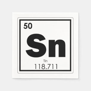 Tin chemical element symbol chemistry formula geek napkin