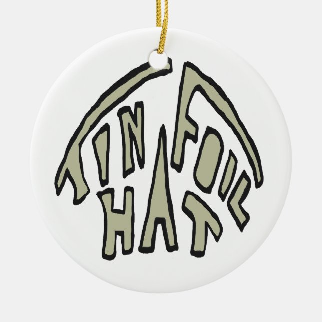 Tin Foil Hat Ceramic Tree Decoration (Front)