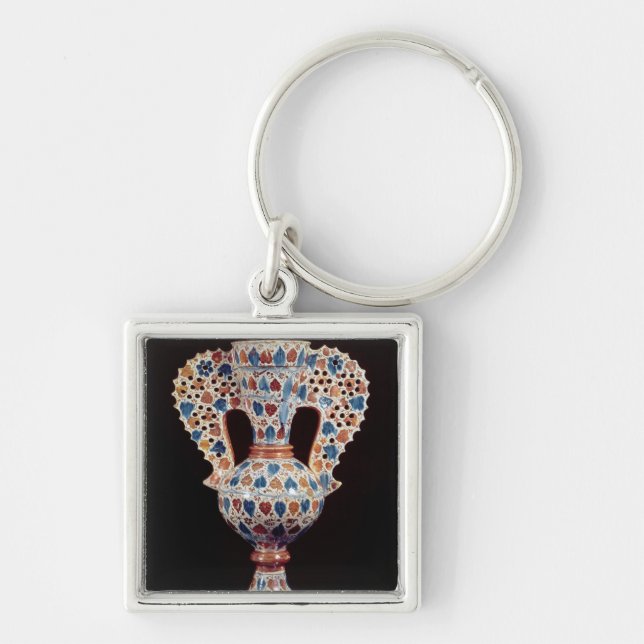 Tin-glazed vase with lustre decoration key ring (Front)