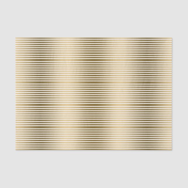 Tin Gold Stripes Custom White Background Tissue Paper (Front)