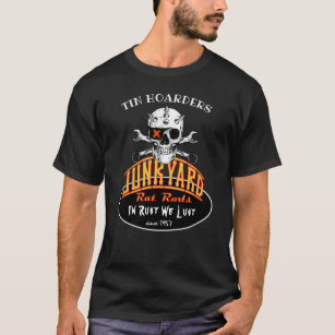 Tin Hoarders Junkyard Rat Rods Skull Distressed  T-Shirt
