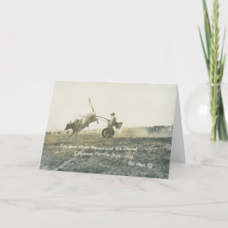 Tin Horn Hank Keenan and his chariot. Card