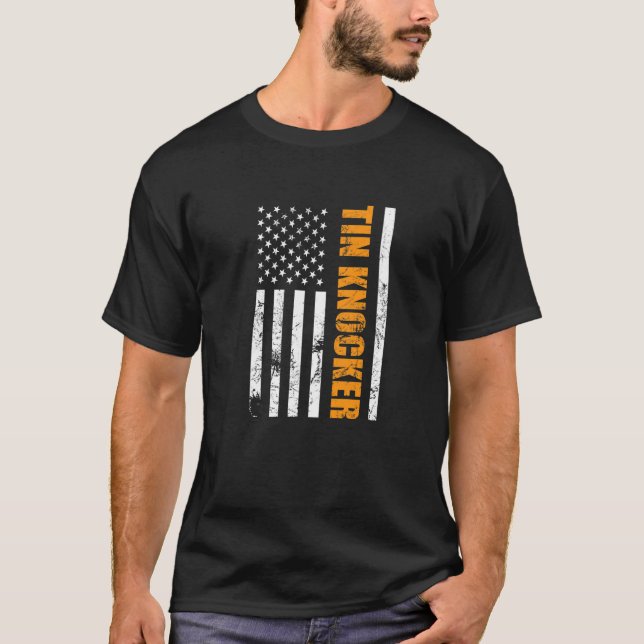 Tin Knocker Sheet Metal Worker American Vertical F T-Shirt (Front)