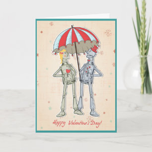 tin man robots valentines day card