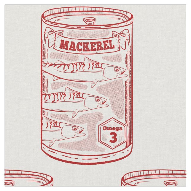 Tin of mackeral  fabric (Close Up)