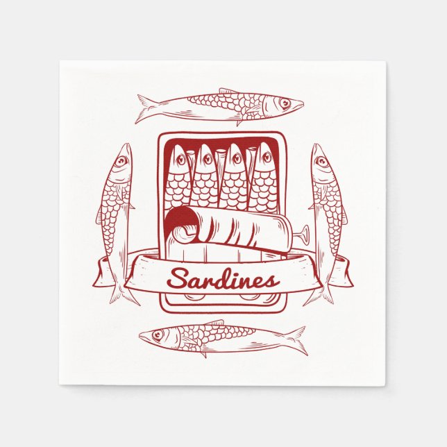 Tin of sardines pop art napkin (Front)