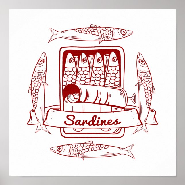 Tin of sardines pop art poster (Front)