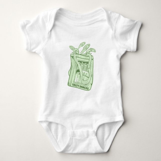Tin of sardines salty snack baby bodysuit (Front)
