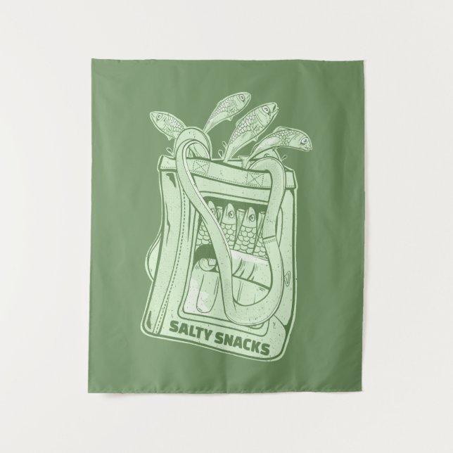 Tin of sardines salty snack tapestry (Front)