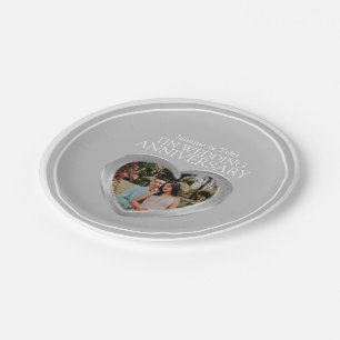 Tin Wedding Anniversary photo heart paper plate