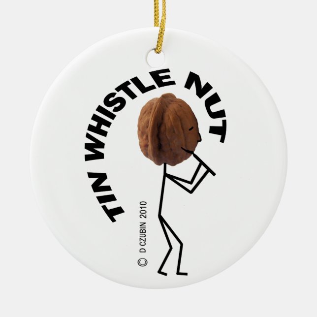 Tin Whistle Nut Ceramic Tree Decoration (Front)