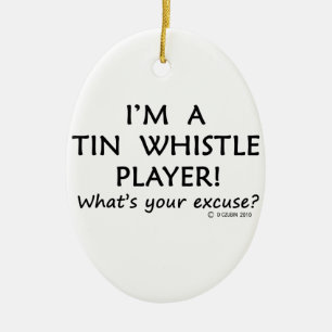 Tin Whistle Player Excuse Ceramic Tree Decoration