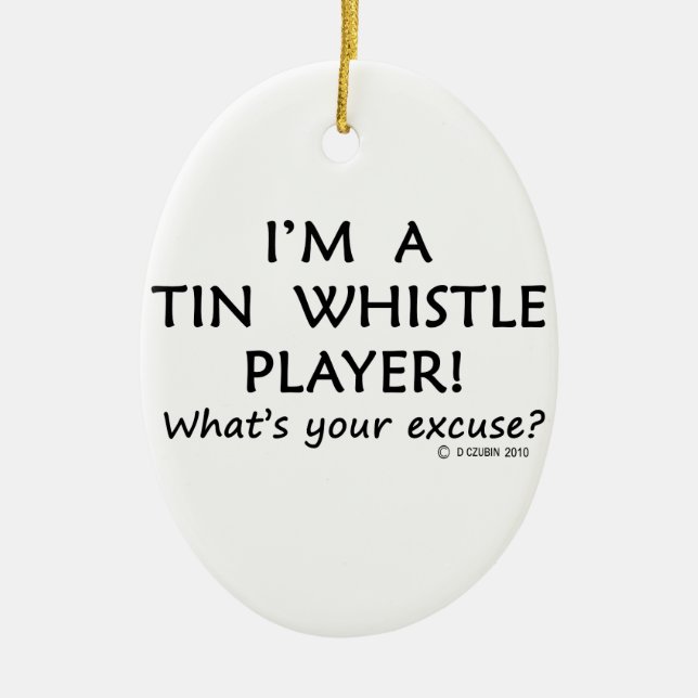 Tin Whistle Player Excuse Ceramic Tree Decoration (Front)