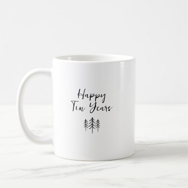 Tin Year Anniversary Mug, Custom 10 Year Husband  Coffee Mug (Left)