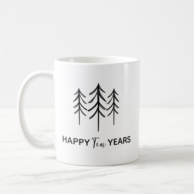 Tin Year Anniversary Mug, Custom 10 Year Husband Coffee Mug (Left)