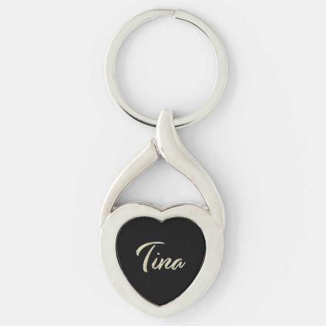 Tina white Handwriting Key Fans Ring (Front)