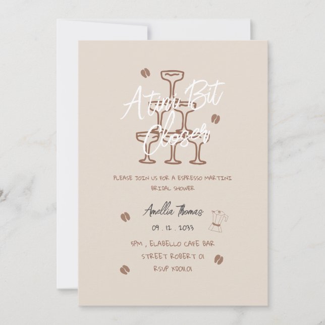 Tini Bit espresso martini Whimsical bridal shower Invitation (Front)