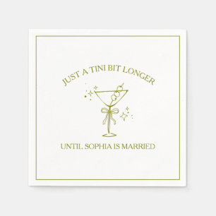 "Tini Bit Longer" Dirty Martini Olive Bachelorette Napkin
