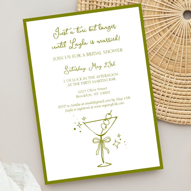 Tini Bit Longer Dirty Martini Olive Bridal Shower Invitation (Creator Uploaded)