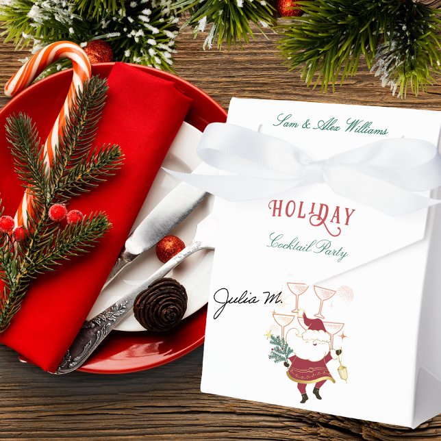 Tini Bit Merry Martini Office Christmas Santa Favour Box (Tini Bit Merry Martini Office Christmas Secret Santa White Elephant Holiday Party Cocktail Favor Box)