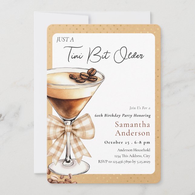 Tini Bit Older 60th Birthday Coffee Invitation (Front)