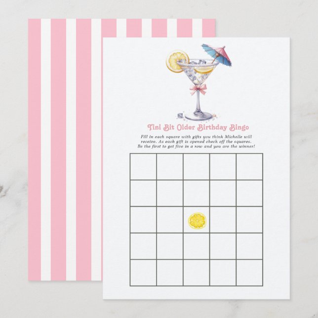 Tini Bit Older Birthday Bingo Game Invitation (Front/Back)