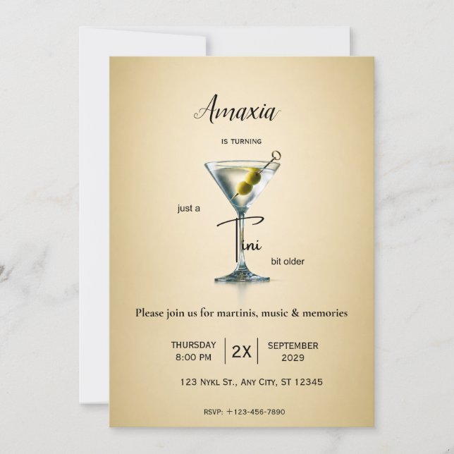  Tini Bit Older Birthday invite | Martini  (Front)