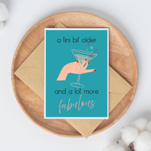 Tini Bit Older Blue Feminine Vintage Martini Card
