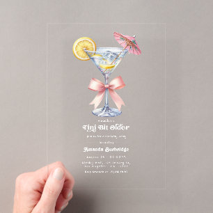 Tini Bit Older Chic Pink Martini Birthday Party Acrylic Invitations